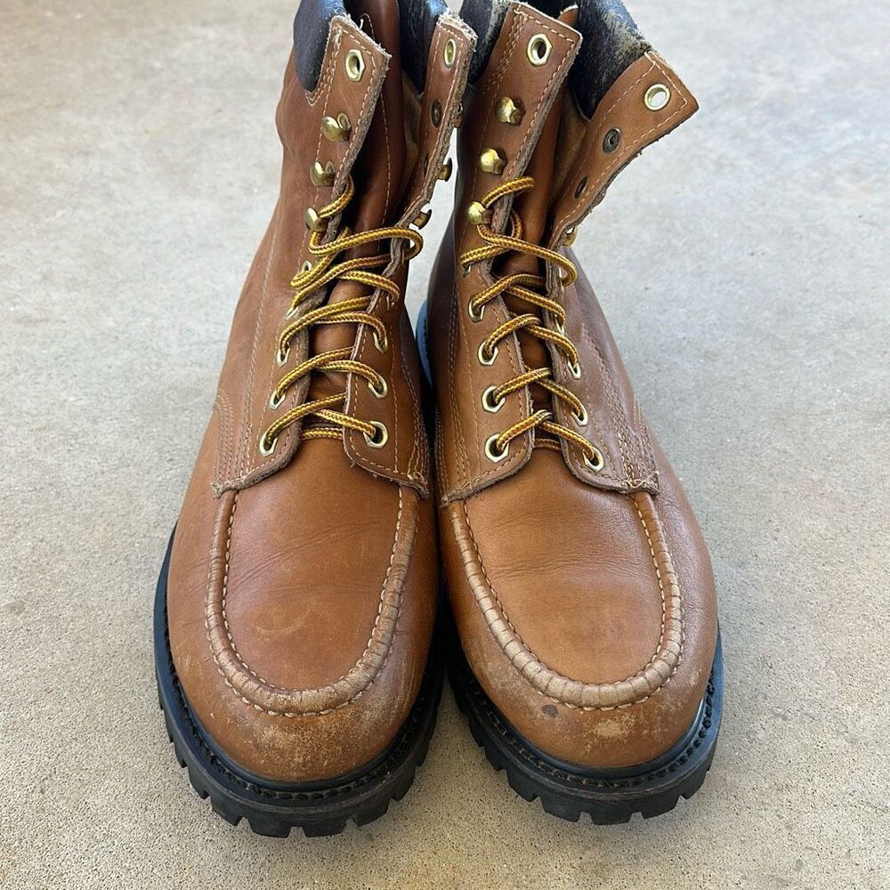 Vintage MONTBLANC Hiking Boots Combat Leather Boots Men’s 11 Made In Korea - Picture 5 of 11